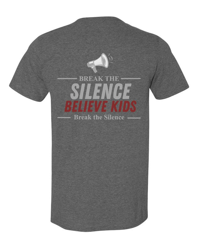 Break The Silence · Believe Kids Tee — Heather Dark Grey