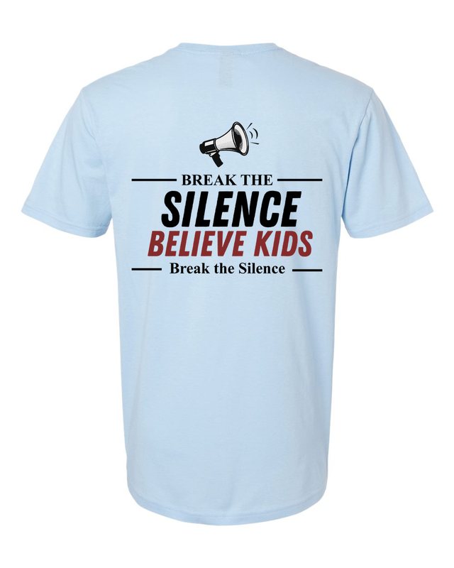Break The Silence · Believe Kids Tee — Light Blue