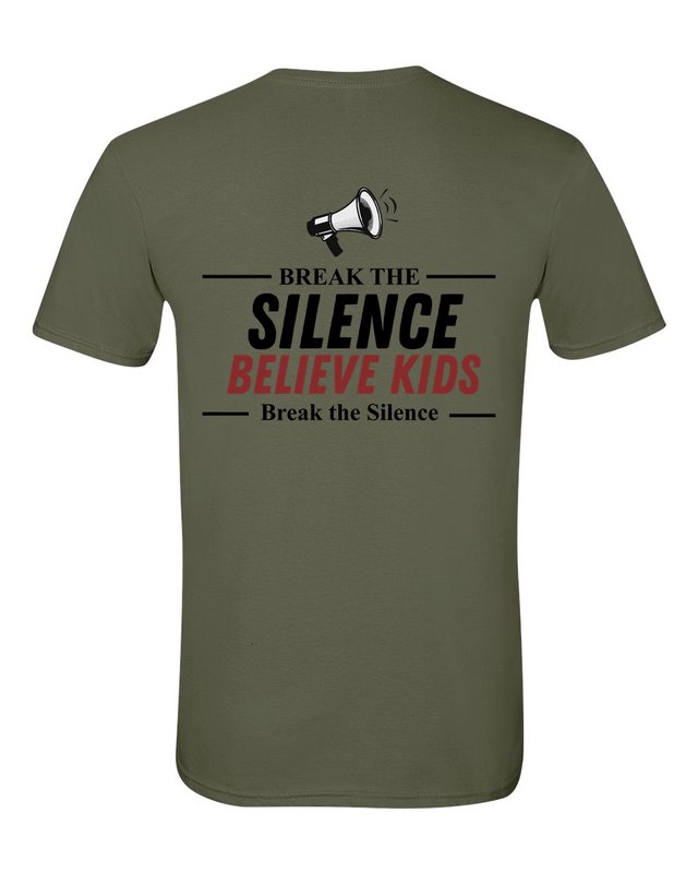 Break The Silence · Believe Kids Tee — Military Green