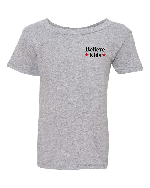 Break The Silence · Believe Kids Tee — Toddler Sport Grey — front pocket mark