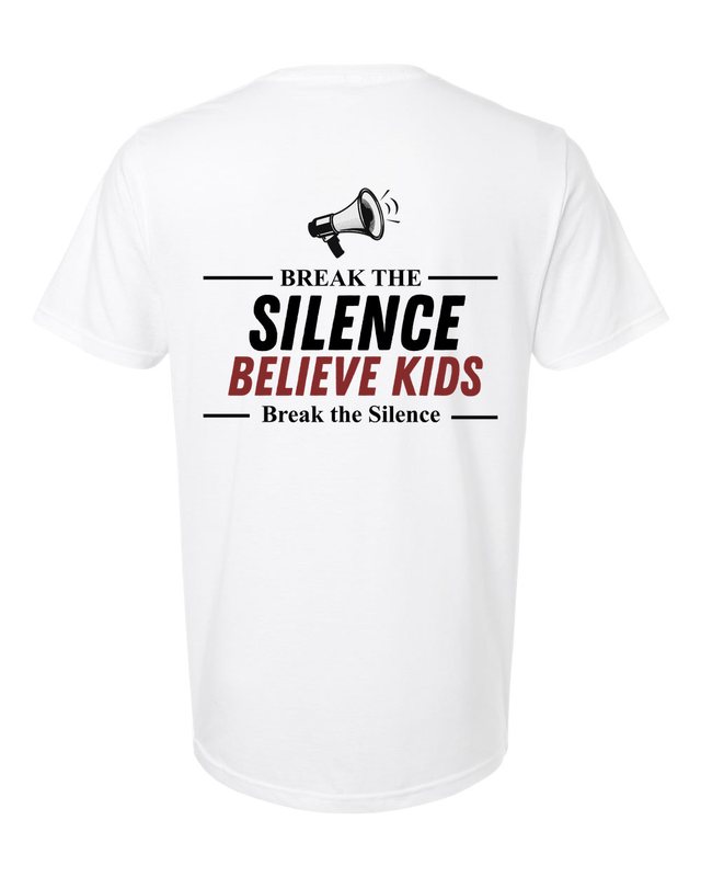 Break The Silence · Believe Kids Tee — White