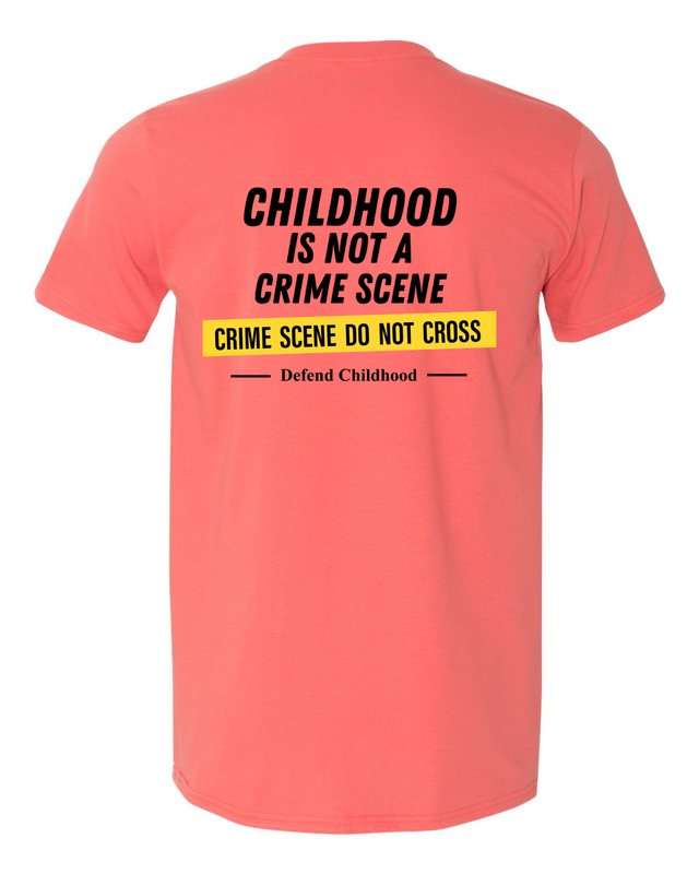 Childhood Is Not a Crime Scene Tee — Coral Silk