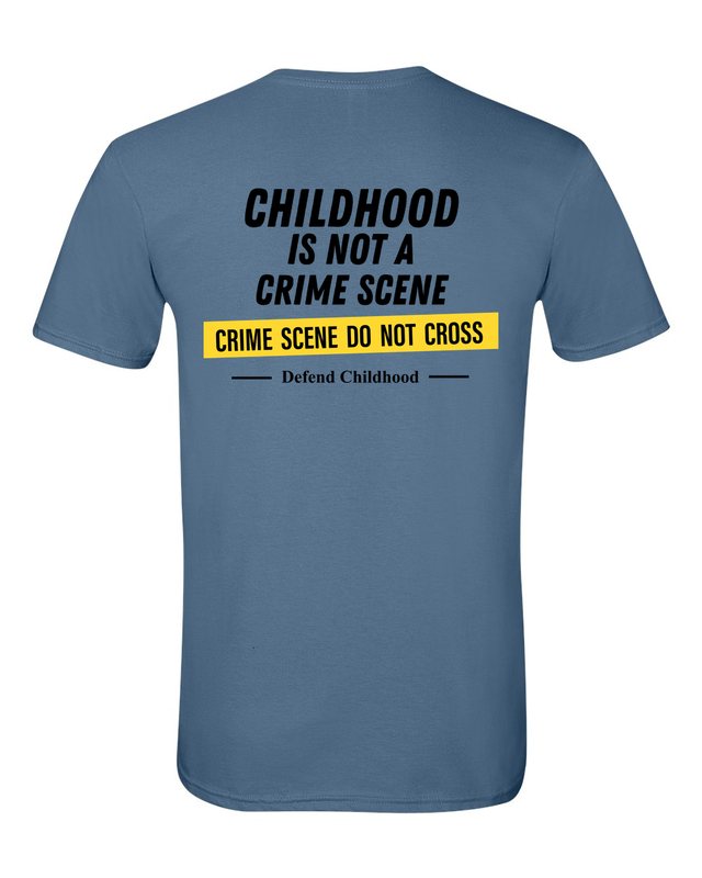 Childhood Is Not a Crime Scene Tee — Indigo Blue