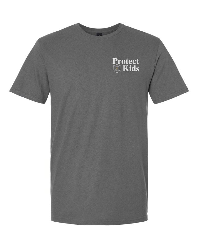 Kids Are Off Limits Tee — Charcoal — front pocket mark