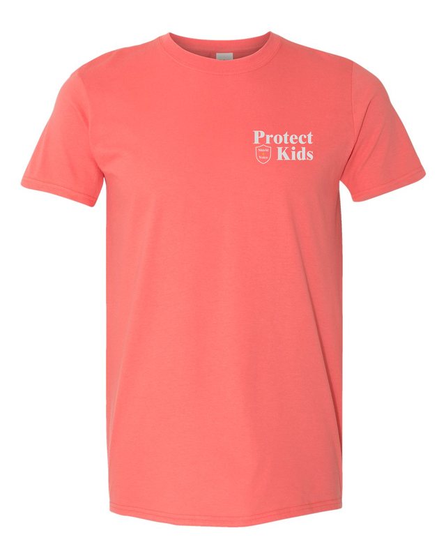 Kids Are Off Limits Tee — Coral Silk — front pocket mark