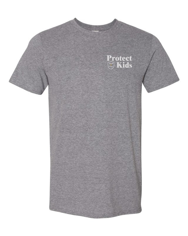 Kids Are Off Limits Tee — Graphite Heather — front pocket mark