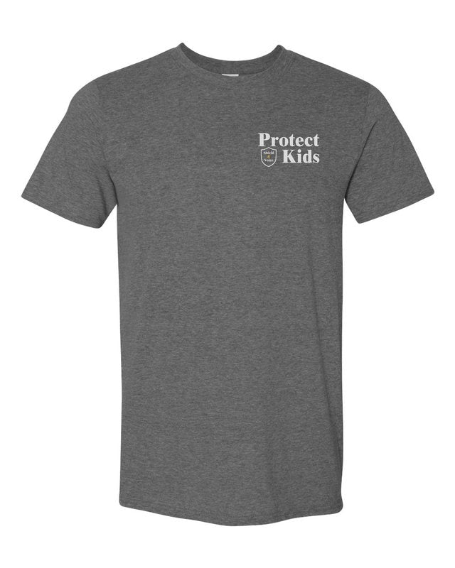 Kids Are Off Limits Tee — Heather Dark Grey — front pocket mark