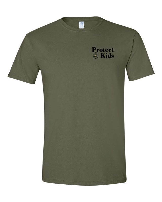 Kids Are Off Limits Tee — Military Green — front pocket mark