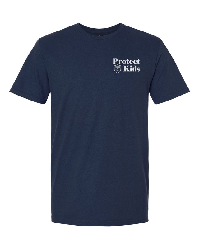 Kids Are Off Limits Tee — Navy — front pocket mark