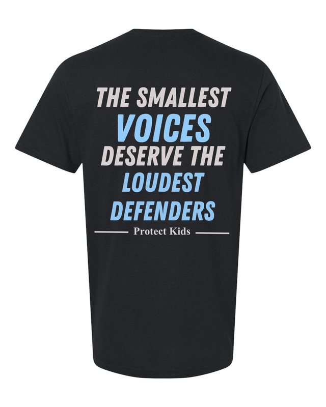 The Smallest Voices Tee — Cream & Blue — Black