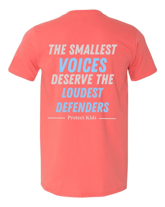 The Smallest Voices Tee — Cream & Blue — Coral Silk