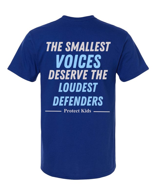 The Smallest Voices Tee — Cream & Blue — Fan Deep Royal