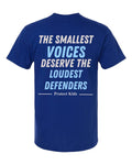 The Smallest Voices Tee — Cream & Blue — Fan Deep Royal