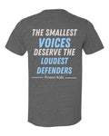 The Smallest Voices Tee — Cream & Blue — Heather Dark Grey