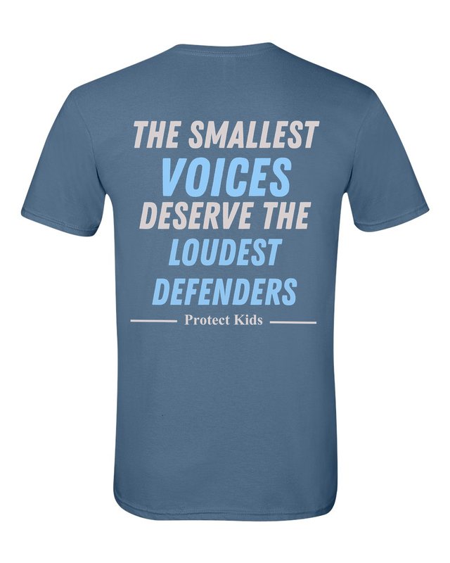 The Smallest Voices Tee — Cream & Blue — Indigo Blue