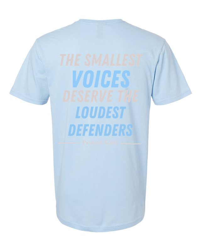The Smallest Voices Tee — Cream & Blue — Light Blue