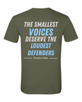 The Smallest Voices Tee — Cream & Blue — Military Green