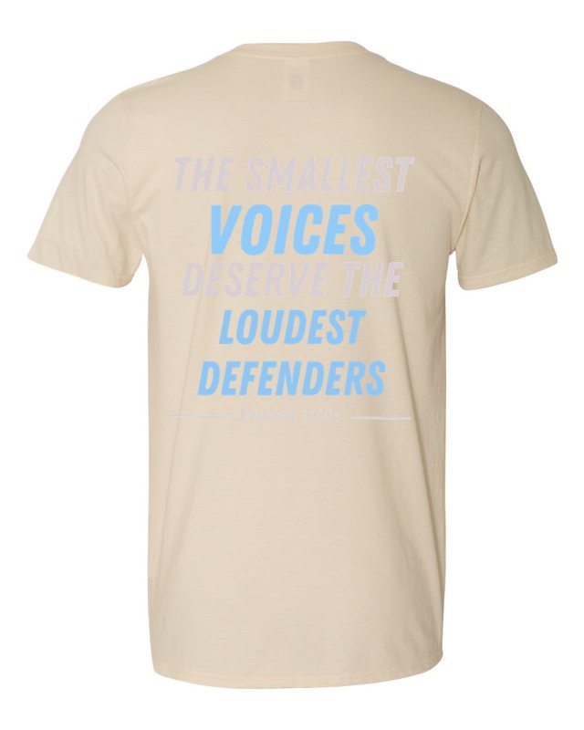 The Smallest Voices Tee — Cream & Blue — Natural