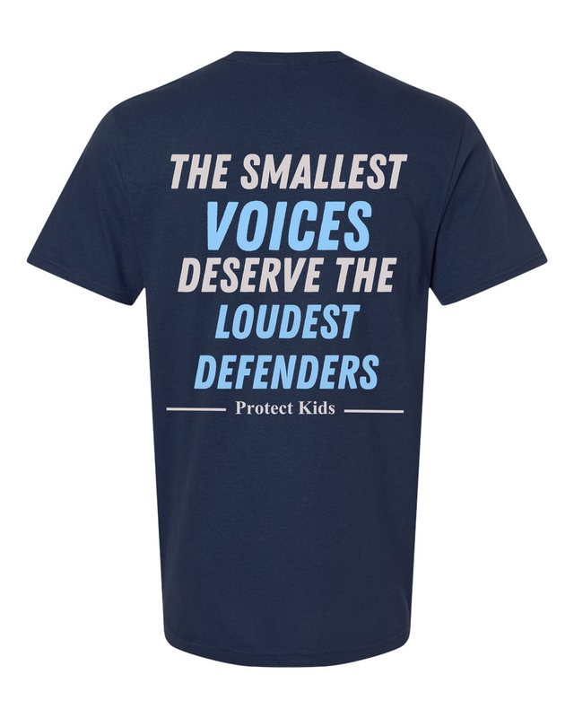 The Smallest Voices Tee — Cream & Blue — Navy