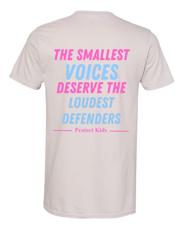 The Smallest Voices Tee — Pink & Blue — Ice Grey
