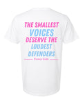The Smallest Voices Tee — Pink & Blue — White