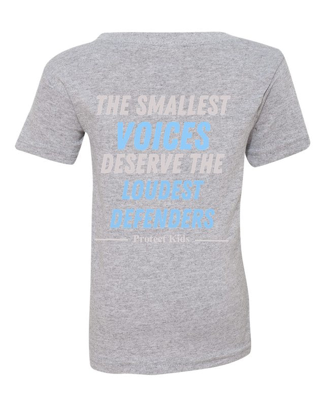 The Smallest Voices Tee — Cream & Blue — Toddler Sport Grey