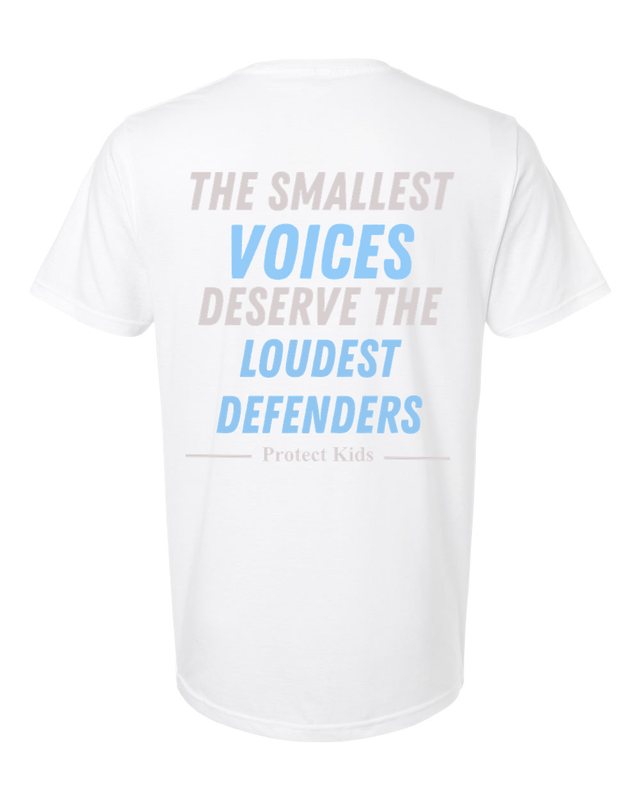 The Smallest Voices Tee — Cream & Blue — White